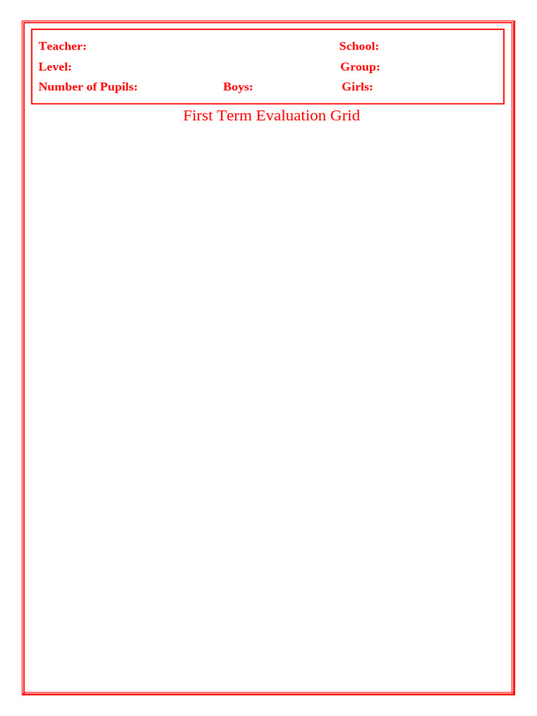 First Term Evaluation Grid Template | PDF