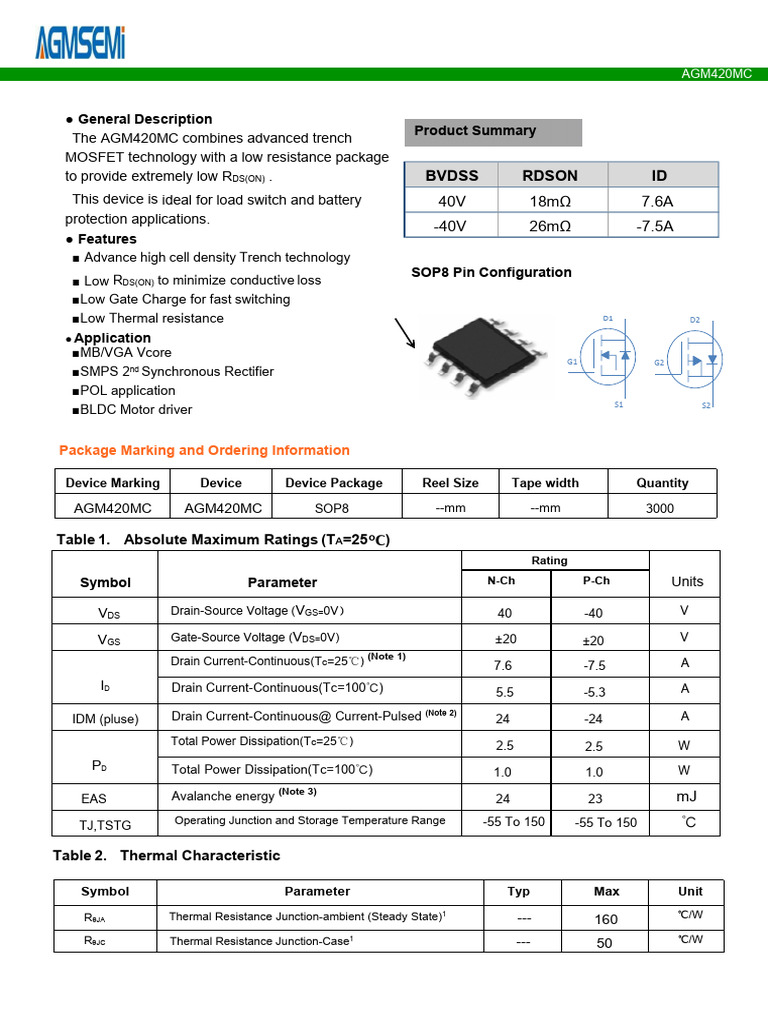Bvdss Rdson ID | PDF | Field Effect Transistor | Diode