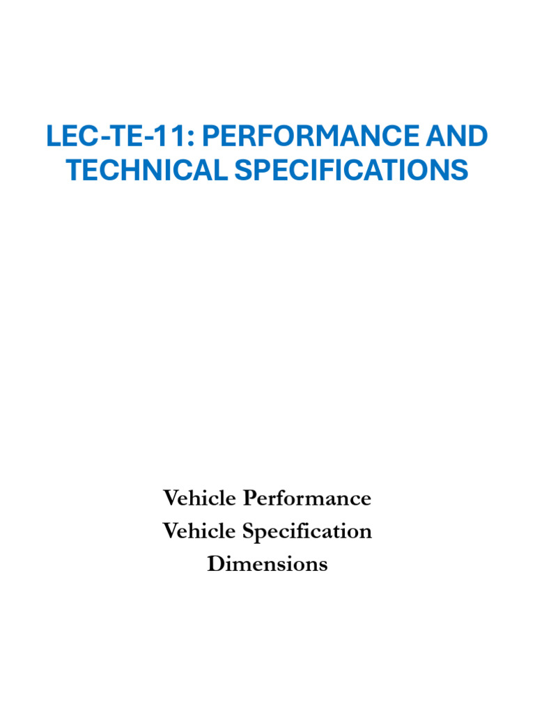 Vehicle Performance & Specifications Guide | PDF