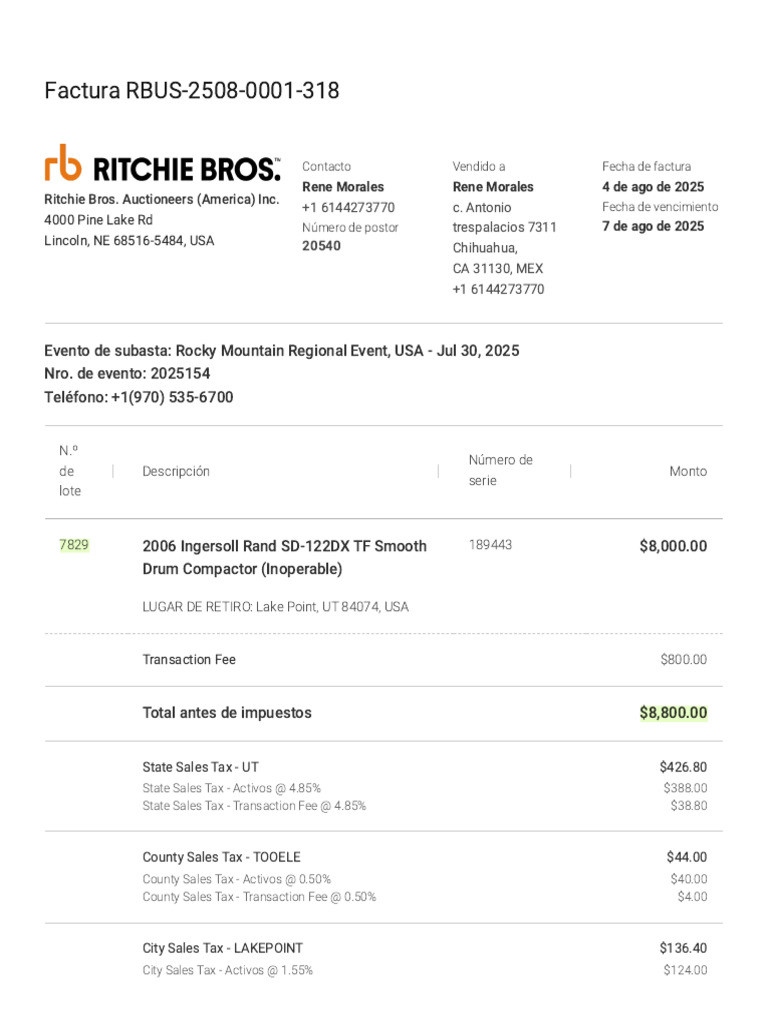 RB Auction Rocky Mountain Regional Event, USA, RBUS-2508-0001-318 | PDF ...