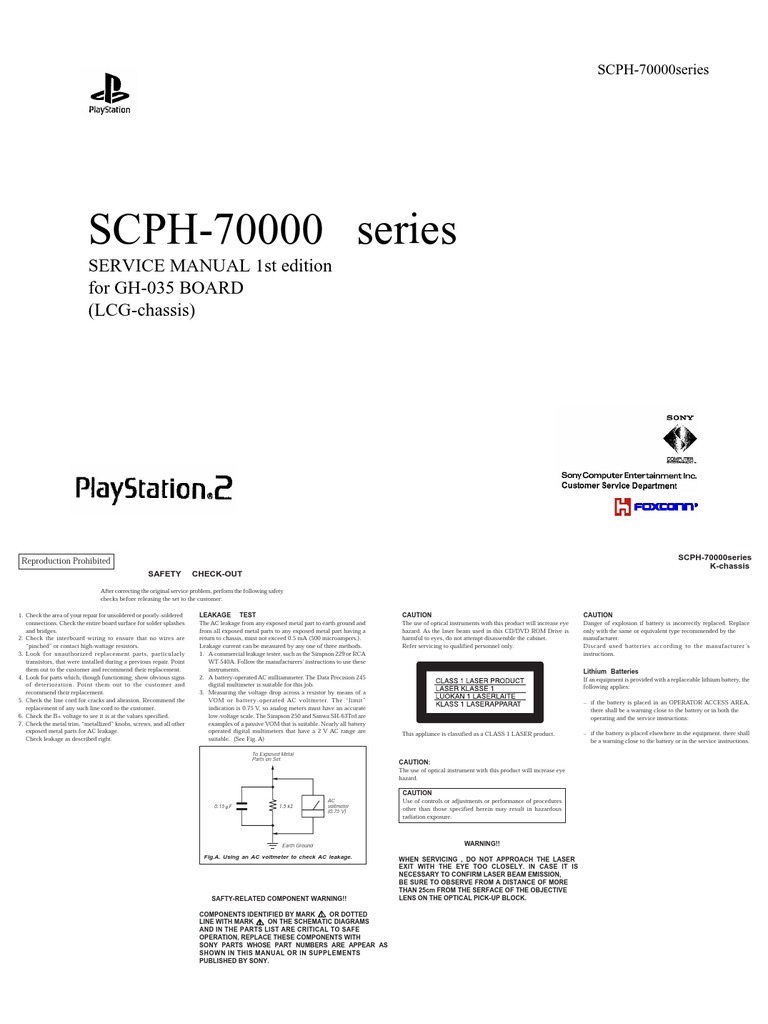 PS2 Service Manual SCPH 70000 Series | PDF | Equipment