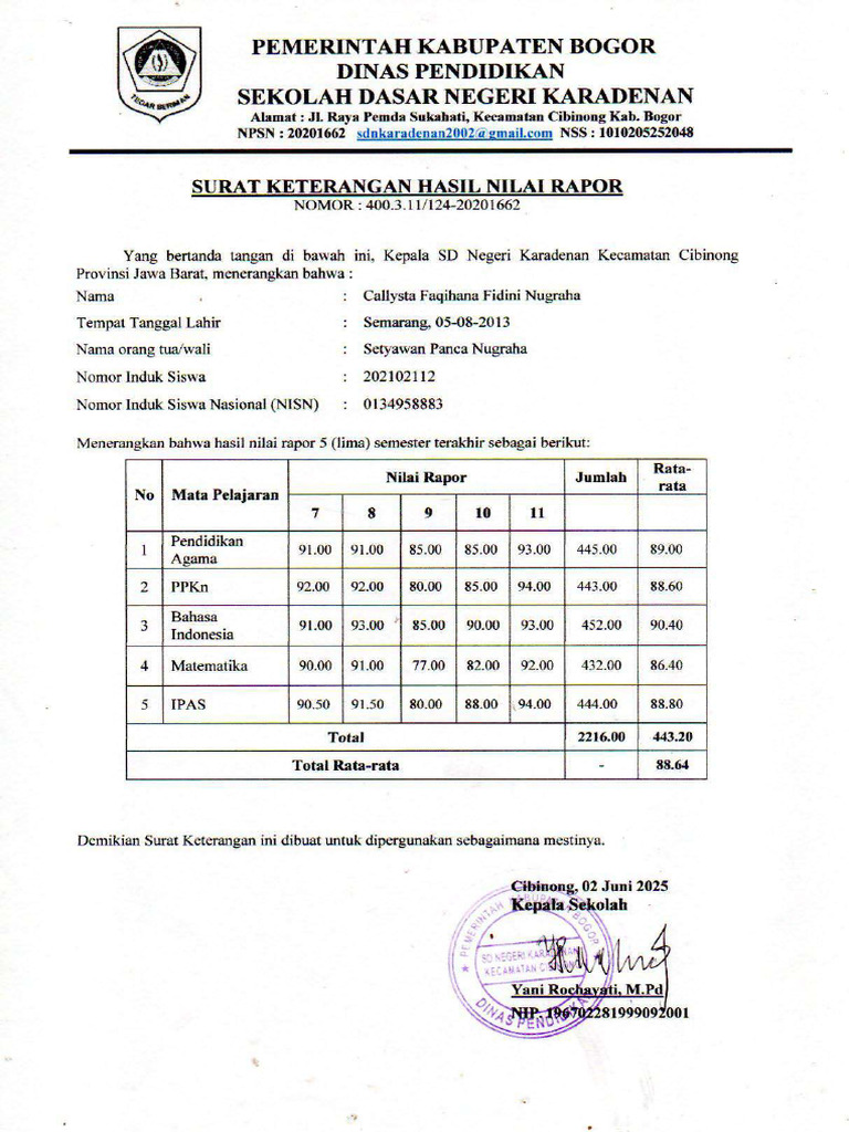NILAI RAPOT Compressed | PDF