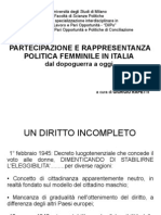 Partecipazione e Rappresentanza Politica Femminile Italia