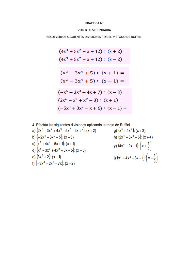 Practica de Rufini | PDF