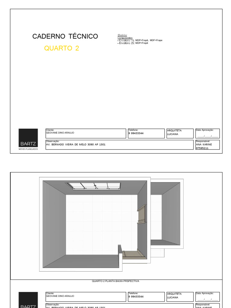 Projeto Quarto 2 - Planta e Vistas | PDF