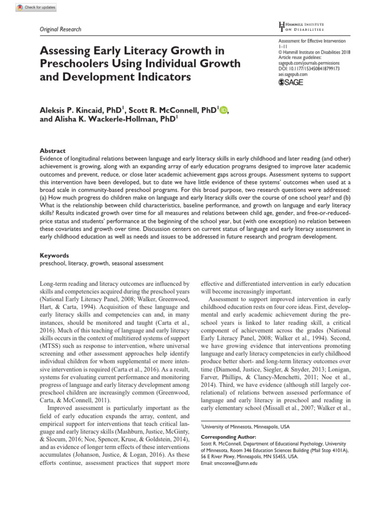 Assessing Early Literacy Growth in | PDF | Multilevel Model | Receiver ...