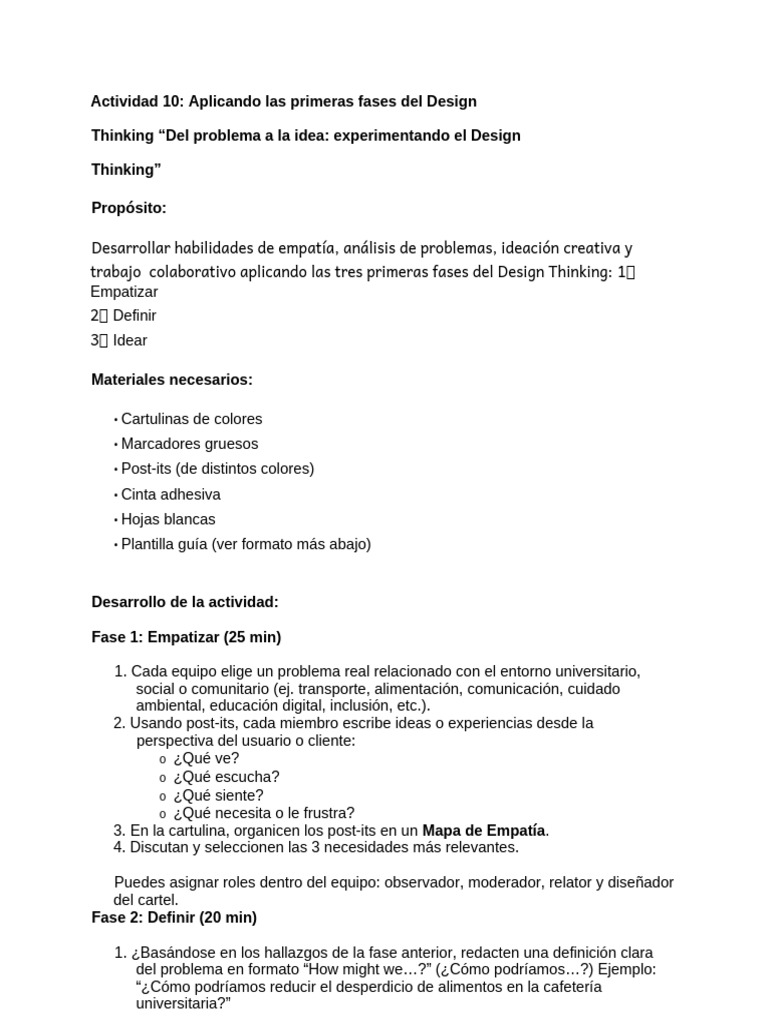 Fases del Design Thinking en Acción | PDF | El pensamiento de diseño ...