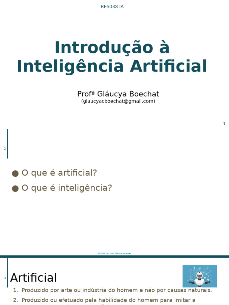 Aula 01 BES038 IA - Introdução | PDF | Inteligência artificial ...