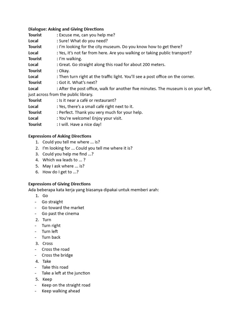 Asking and Giving Directions Guide | PDF