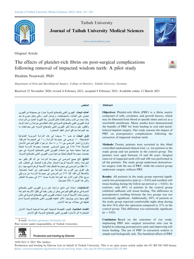 The Effects of Platelet-Rich Fibrin On Post-Surgical Complications ...