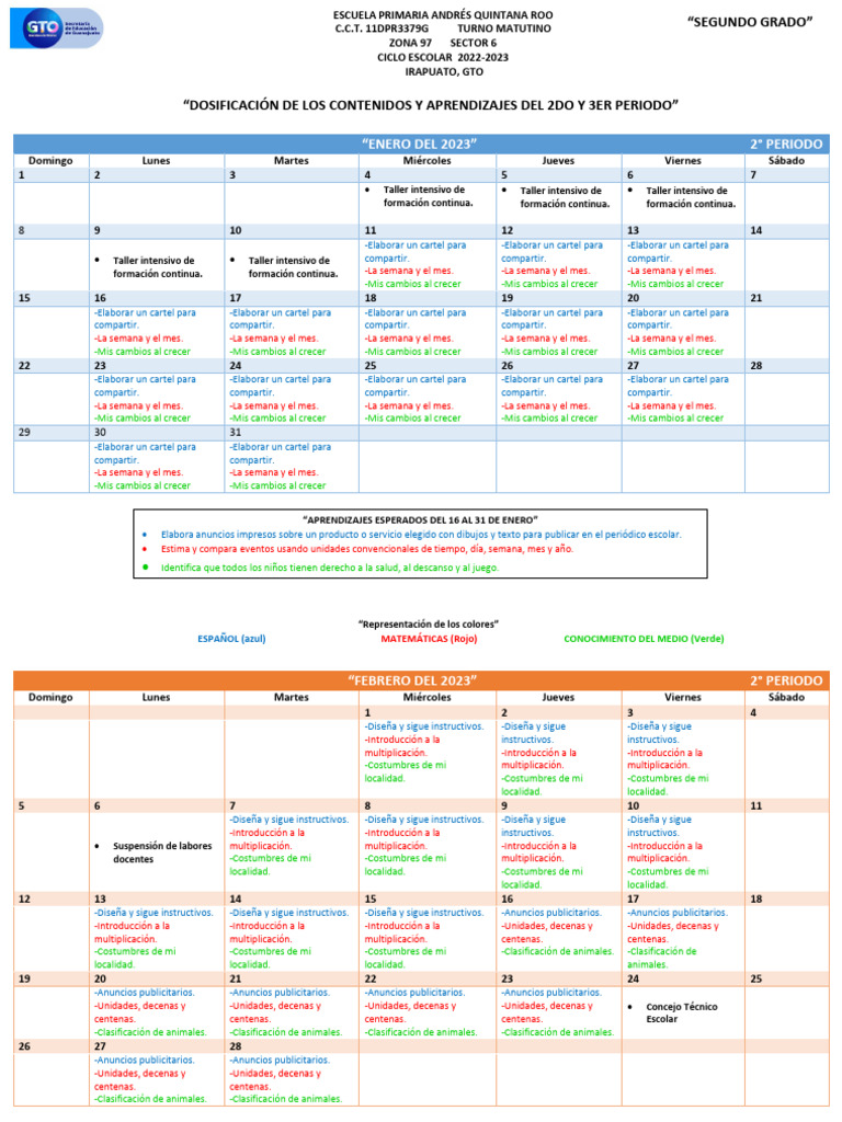 Plan de Aprendizajes 2° Grado 2023 | PDF | Litro