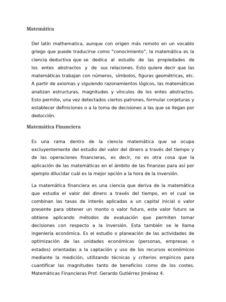 Introducción a Matemáticas Financieras | PDF | Tasa interna de retorno ...