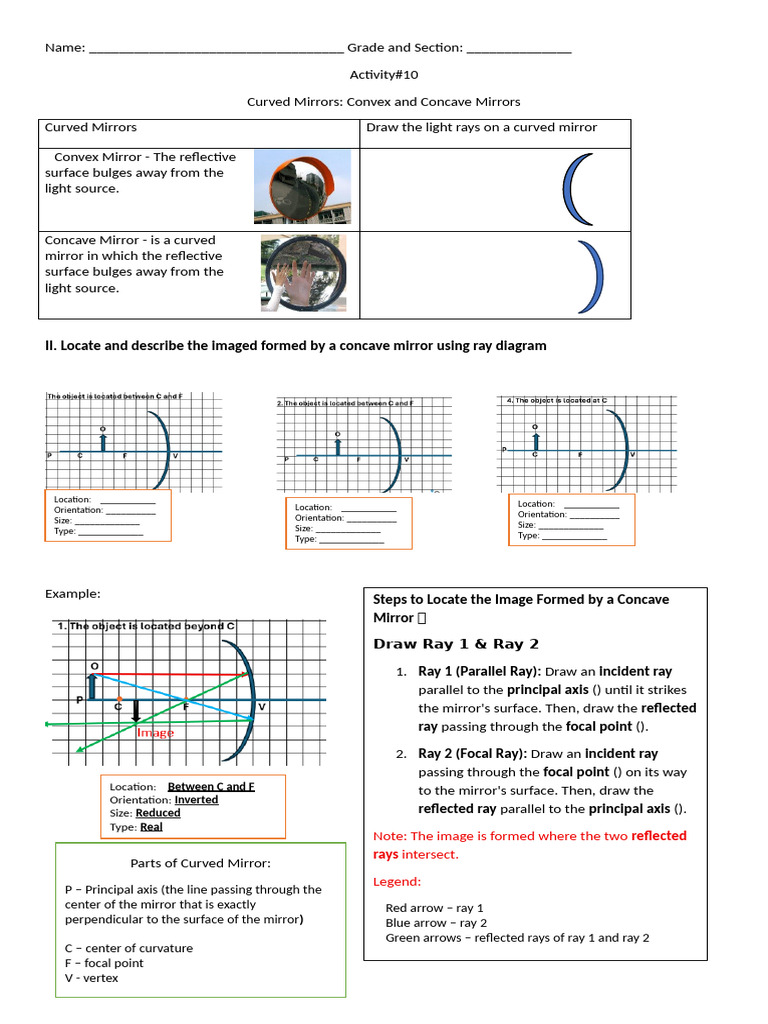 Q2 Activity 10 Curved Mirrors | PDF | Mirror | Geometric Shapes