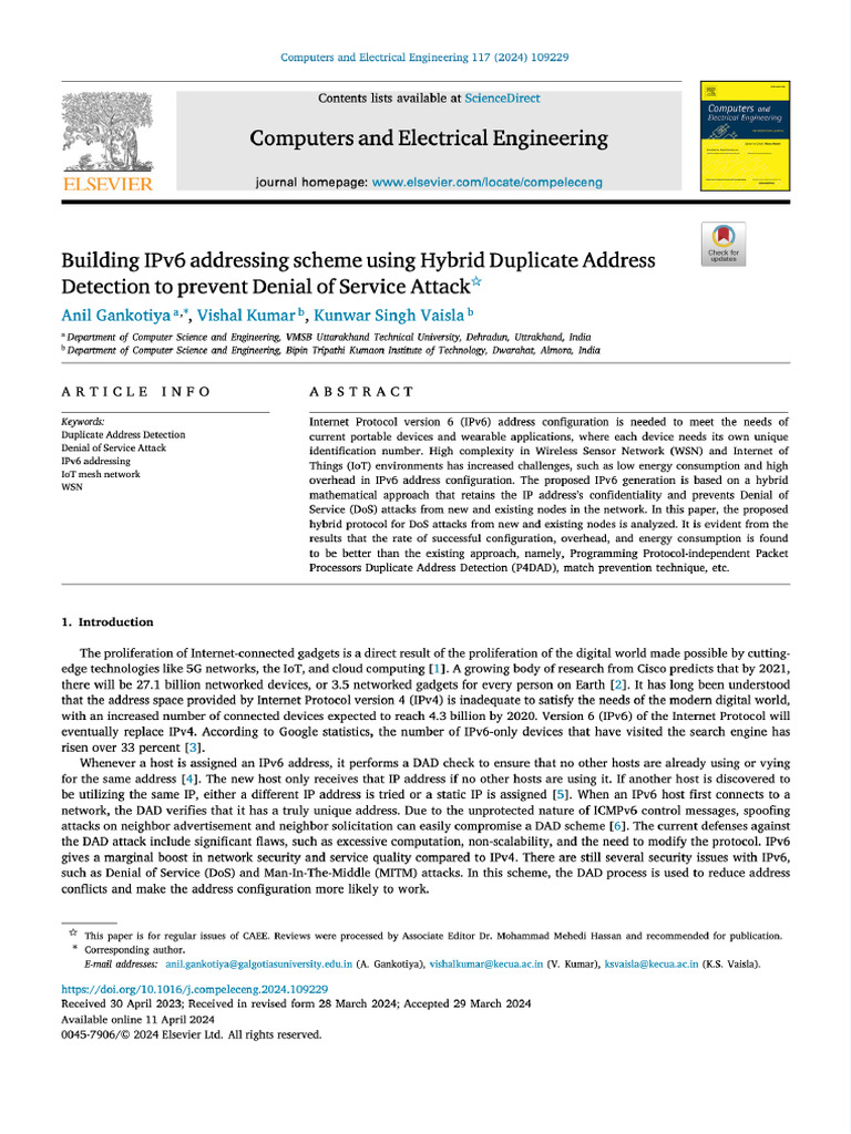 Hybrid DAD for IPv6 Addressing Security | PDF | Ip Address | Computer ...