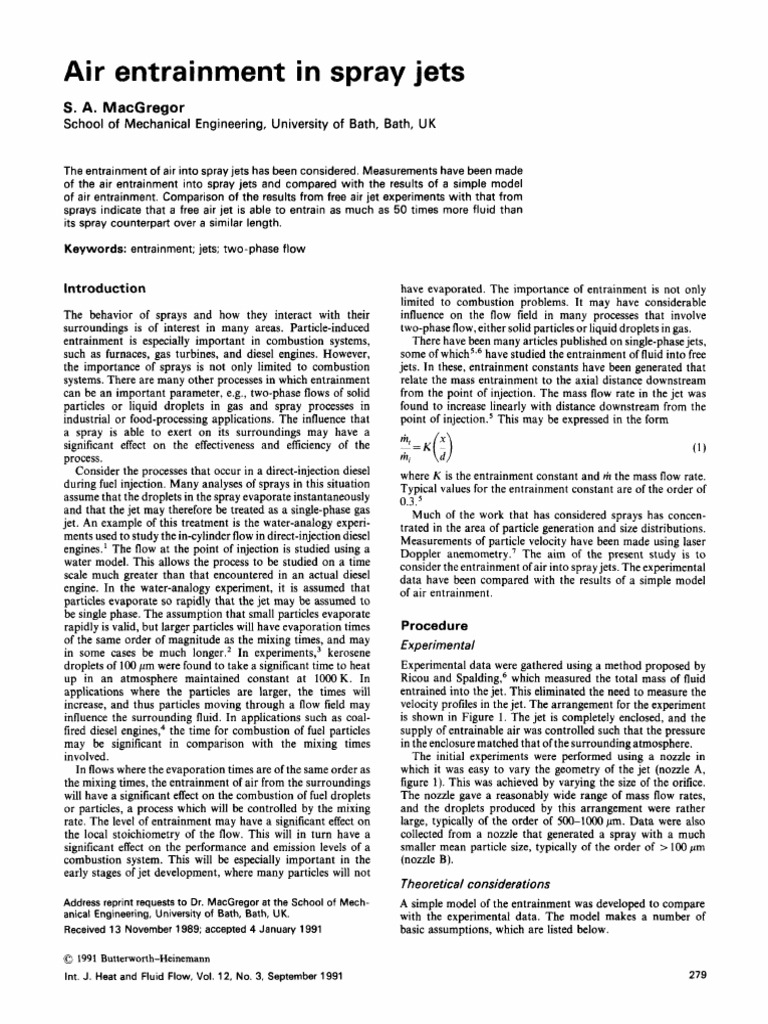 Air Entrainment in Spray Jets | PDF | Flow Measurement | Jet Engine