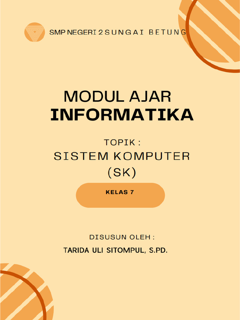 Modul Ajar Informatika - SISTEM KOMPUTER (SK) - Fase D | PDF