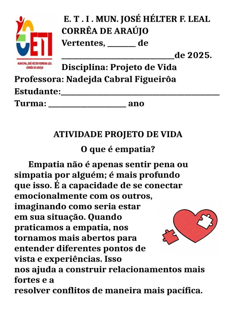 Importância da Empatia e Valores Humanos | PDF | Empatia | Generosidade