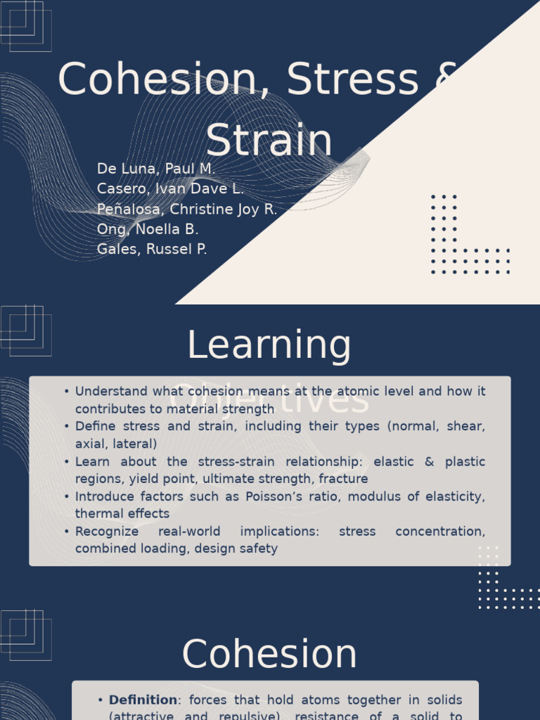 Cohesion, Stress, and Strain Explained | PDF | Strength Of Materials ...