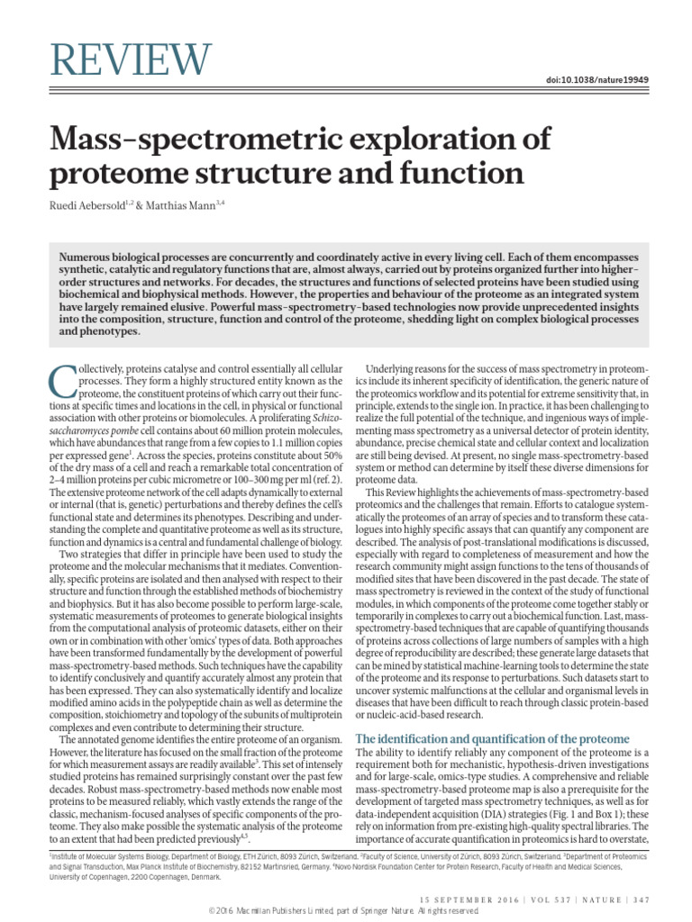 Nature 19949 | PDF | Tandem Mass Spectrometry | Proteomics