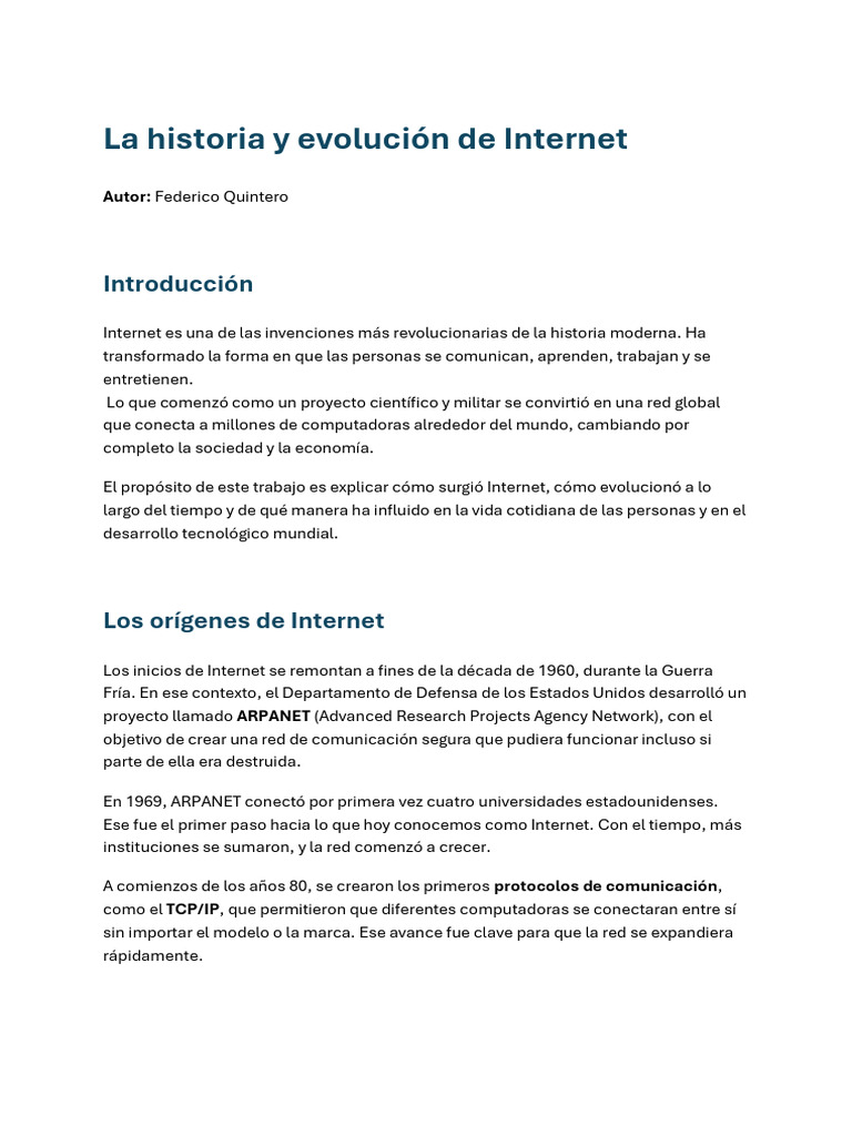 Evolución de Internet: Historia y Impacto | PDF | Internet | Red mundial