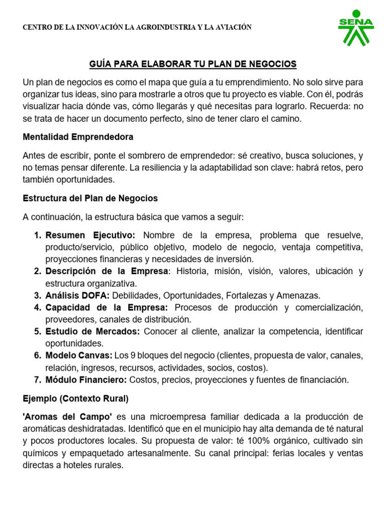 Guía para Crear un Plan de Negocios Agrícola | PDF | Plan de negocios ...