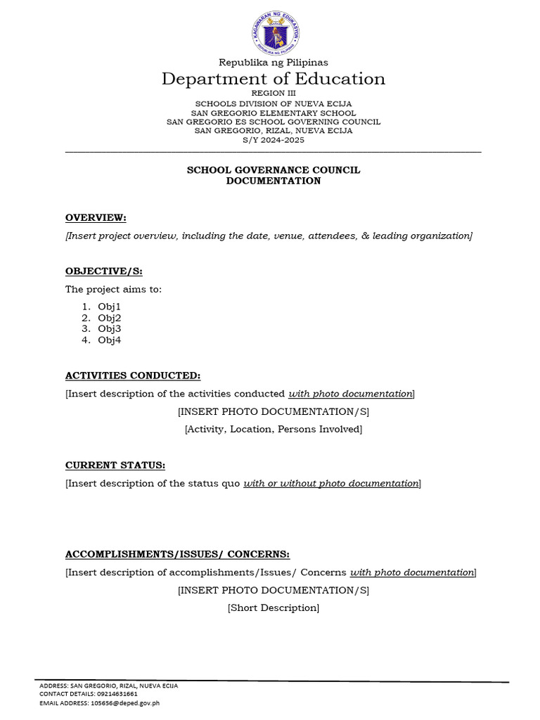 San Gregorio Elementary School Governance | PDF