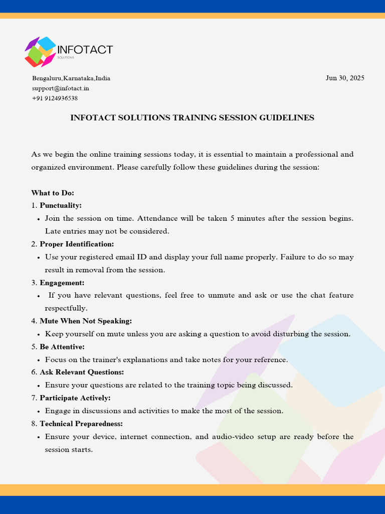 Infotact Training Session Guidelines | PDF