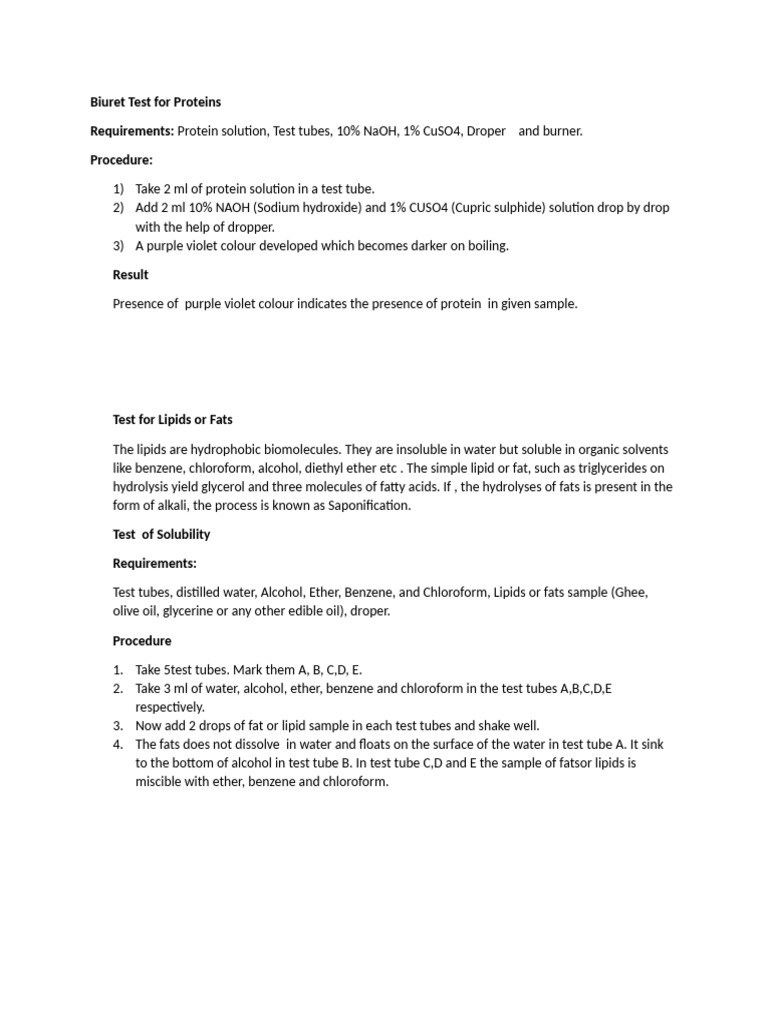 Protein and Fat Test | PDF