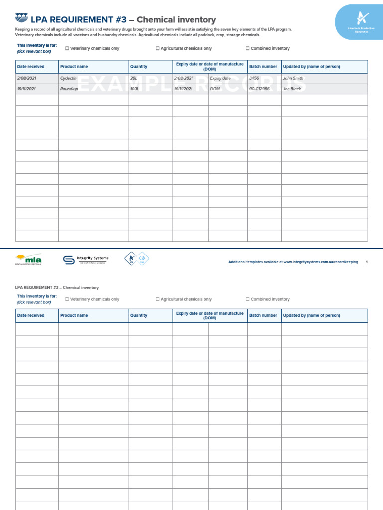 Chemical Inventory Template for Farms | PDF | Agriculture