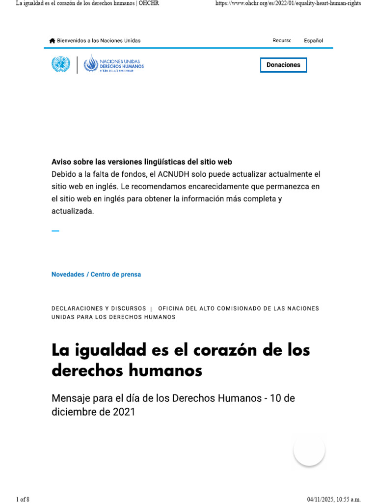 Igualdad y derechos humanos en OHCHR | PDF