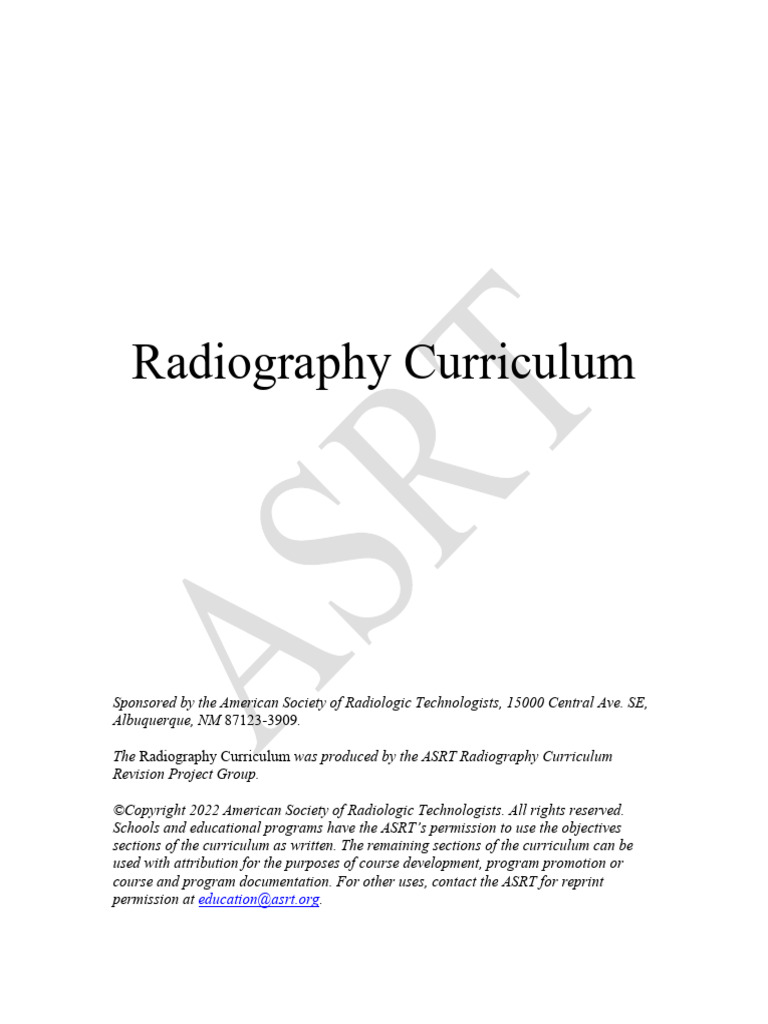 Radiography Curriculum Overview | PDF | Medical Imaging | Lymphatic System