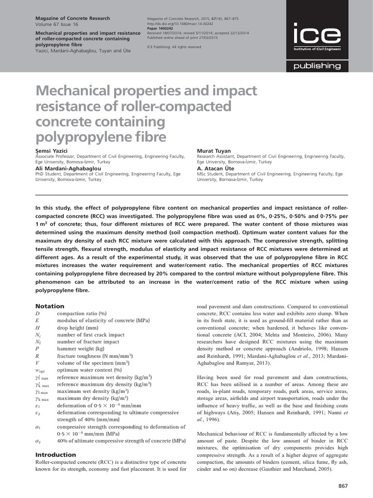 Impact Resistance of Fiber-Reinforced RCC | PDF | Strength Of Materials ...