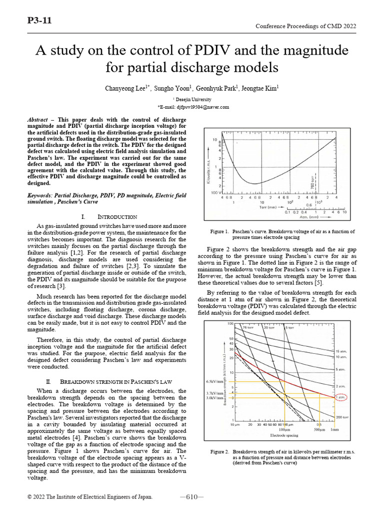 A Study On The Control of PDIV and The Magnitude For Partial Discharge ...