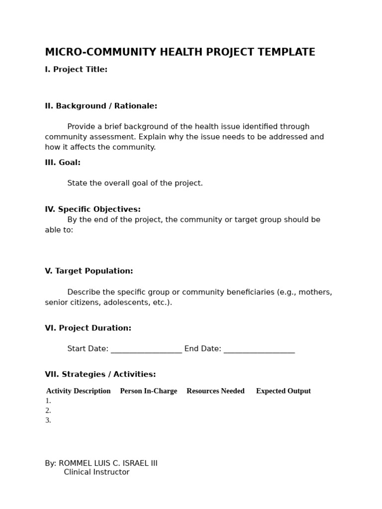 Micro-Community Health Project Template | PDF