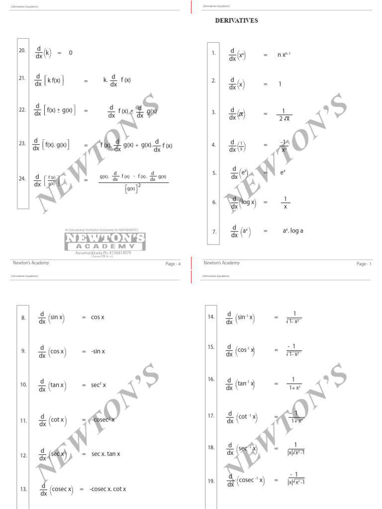 Derivatives Equations A4 Fold To A5 | PDF | Chess | Chess Theory