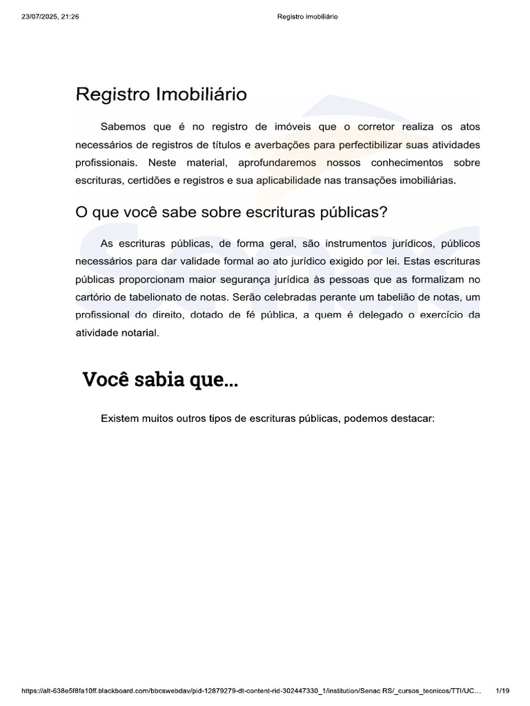 Registro Imobiliário | PDF