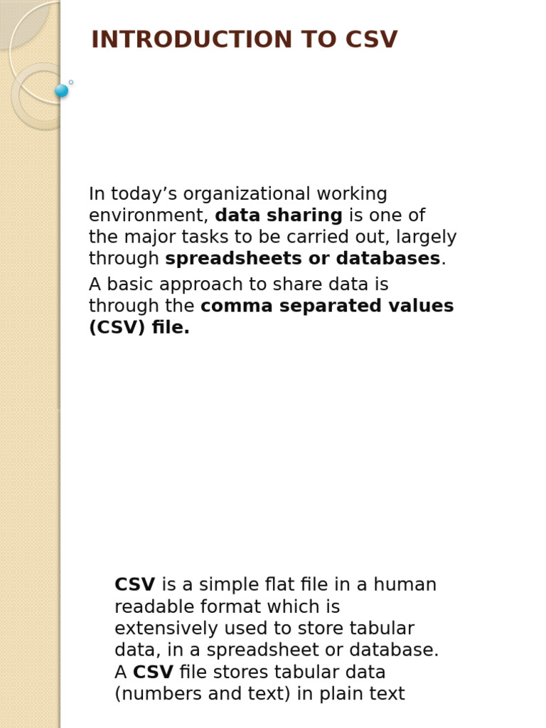 Introduction to CSV File Handling | PDF | Comma Separated Values ...