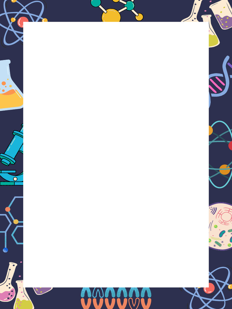 Navy Yellow and Blue Illustrated Science A4 Page Border | PDF