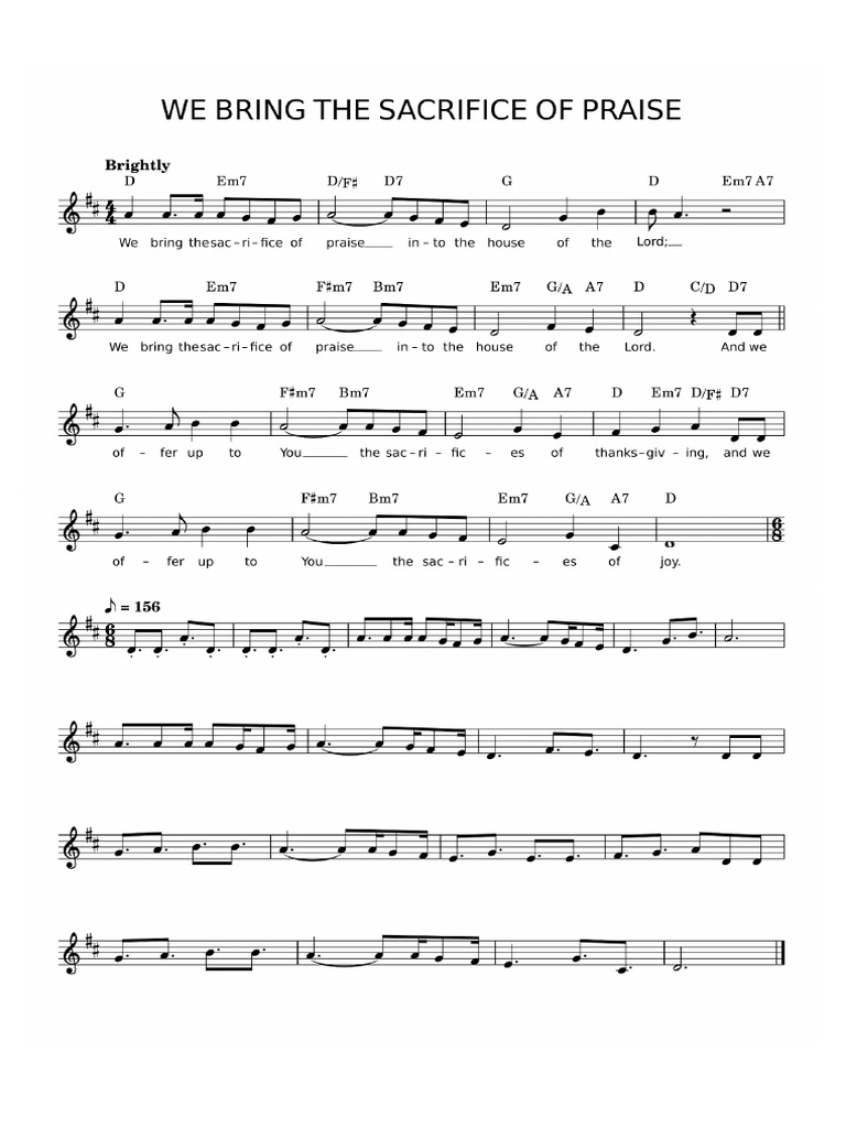 We Bring Sacfrice Lagu Pujian | PDF
