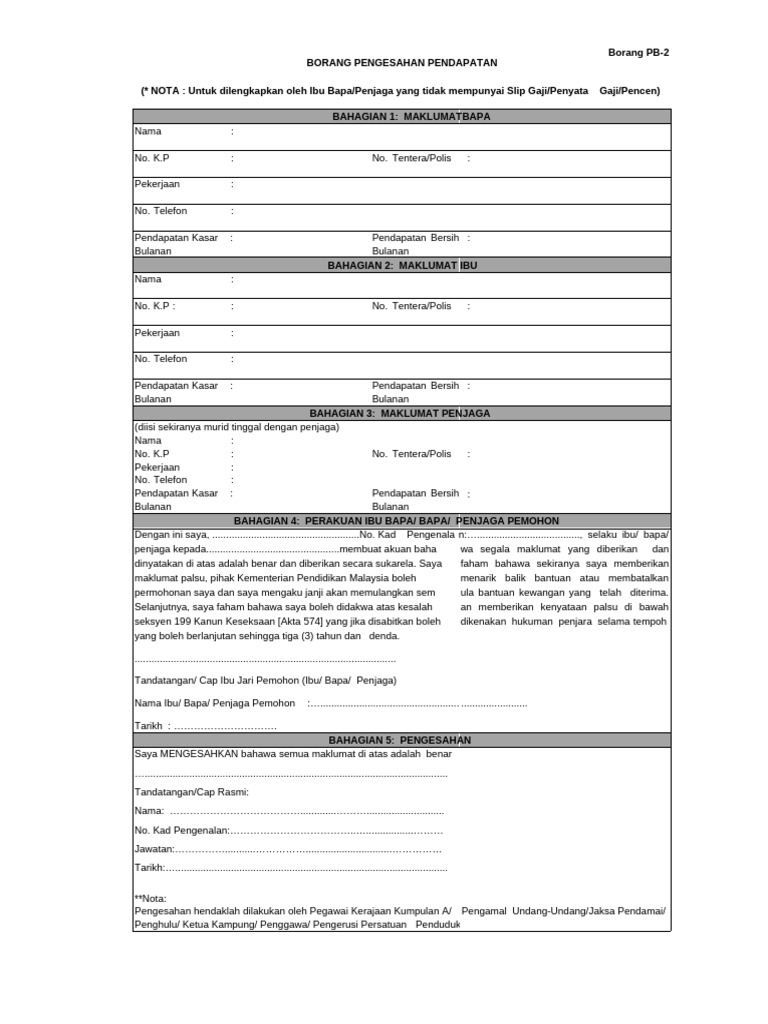 Borang PB2 (Edited) | PDF