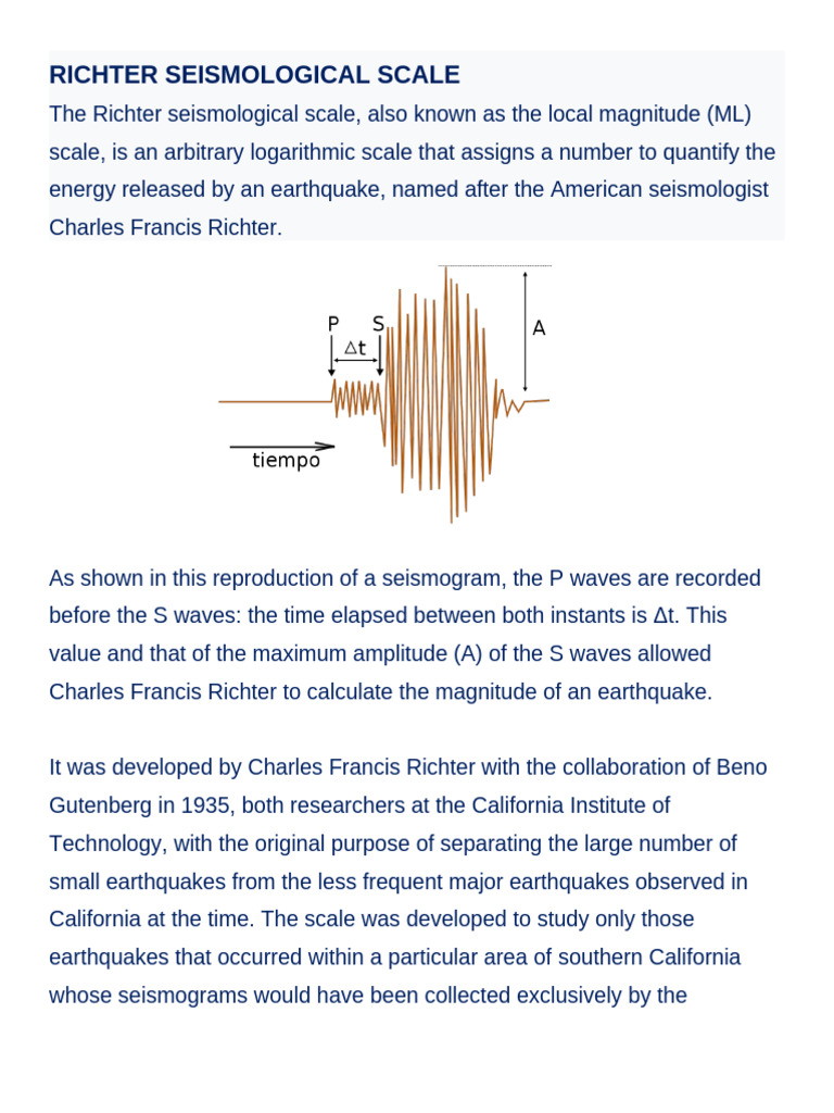 Richter Seismological Scale | PDF