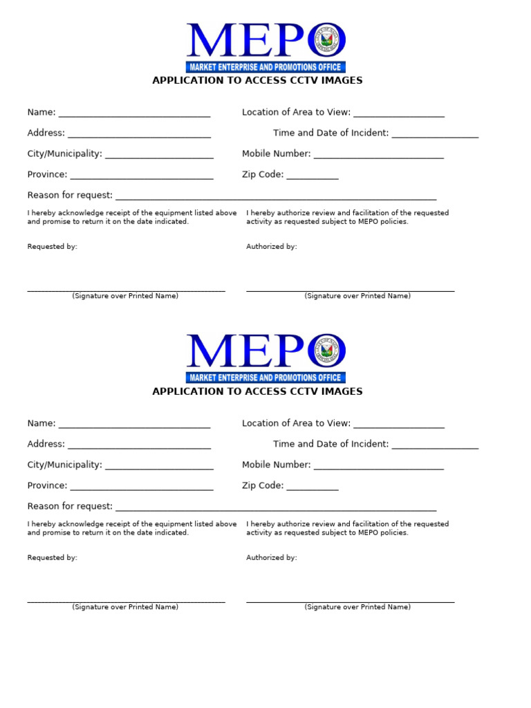 CCTV Image Access Application Form | PDF