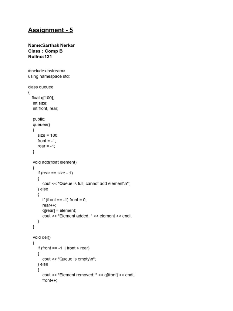 Assignment - 5 | PDF | Computer Programming | C++