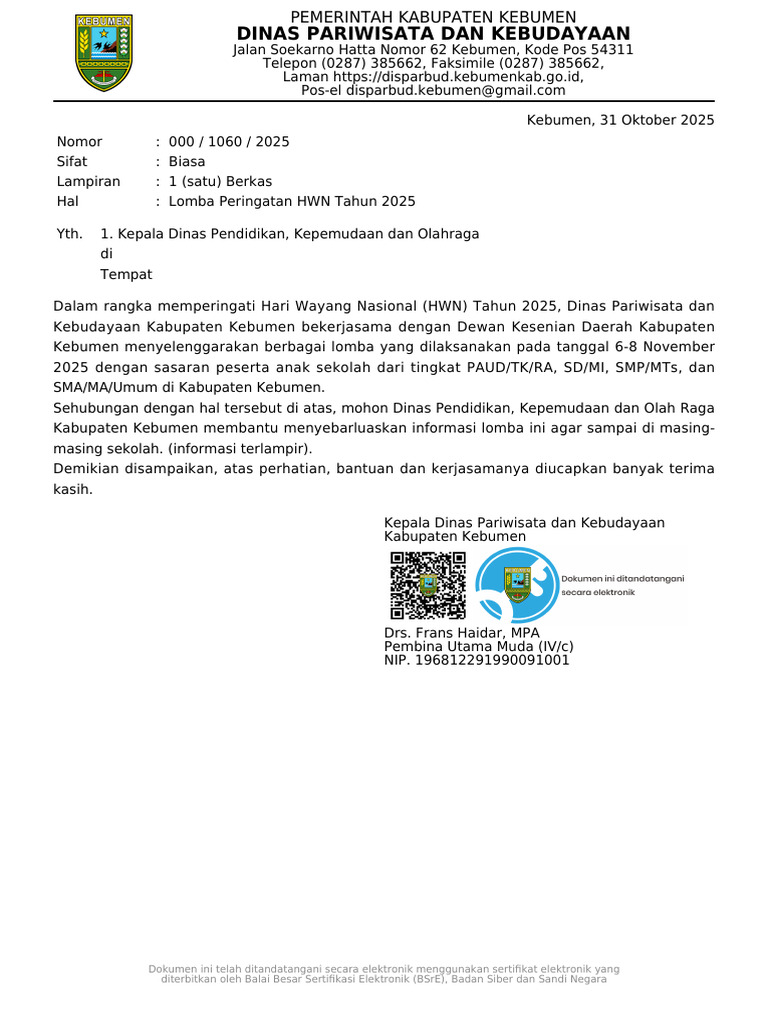 Lomba Peringatan HWN 2025 di Kebumen | PDF