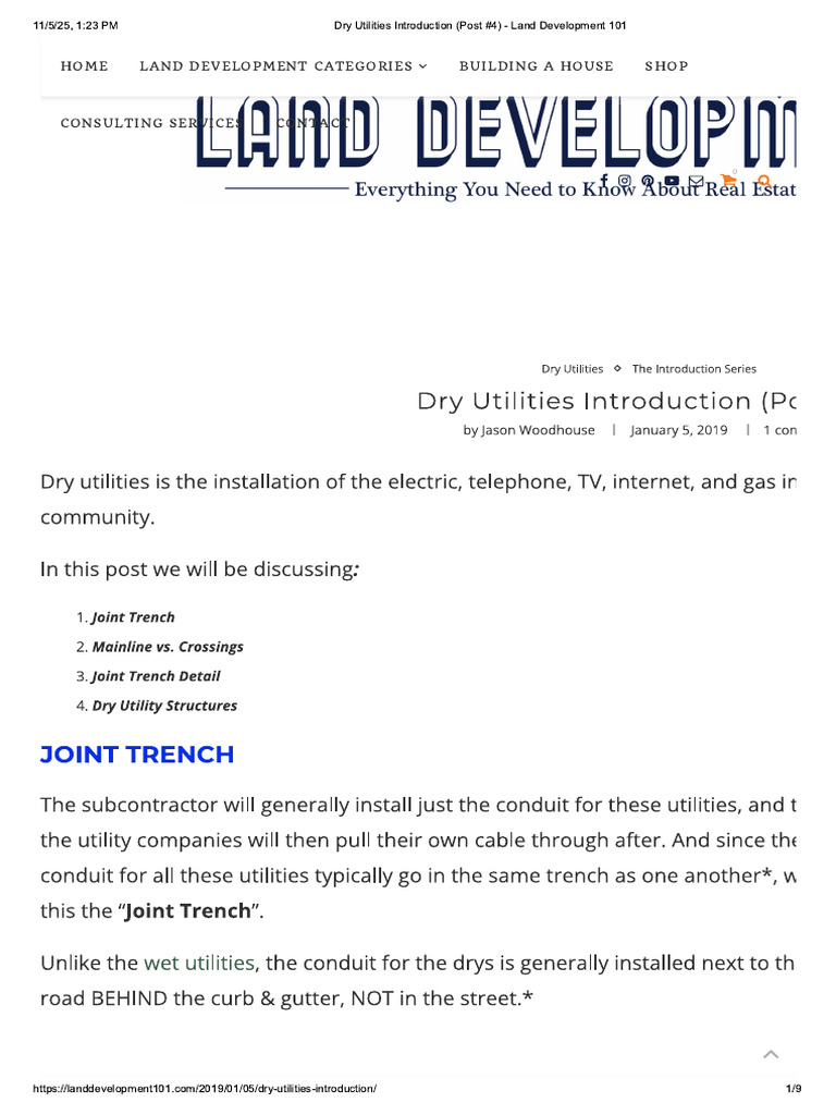 Dry Utilities Introduction (Post #4) - Land Development 101 | PDF