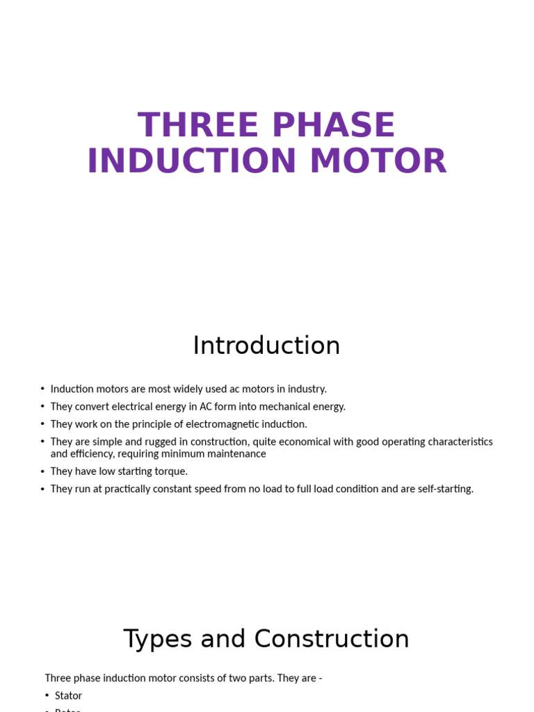 Three Phase Induction Motor Overview | PDF | Electric Motor ...