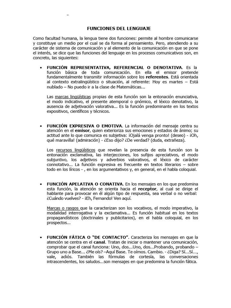 Funciones del Lenguaje en Comunicación | PDF | Lingüística ...