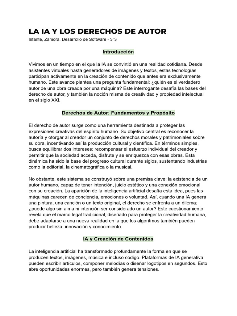 La Ia y Los Derechos de Autor | PDF | Inteligencia artificial ...