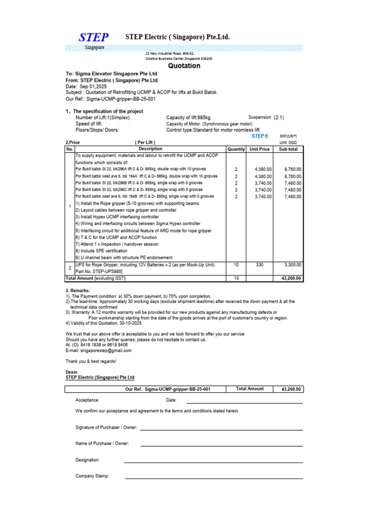Quotation for Lift Retrofitting Services | PDF | Elevator ...
