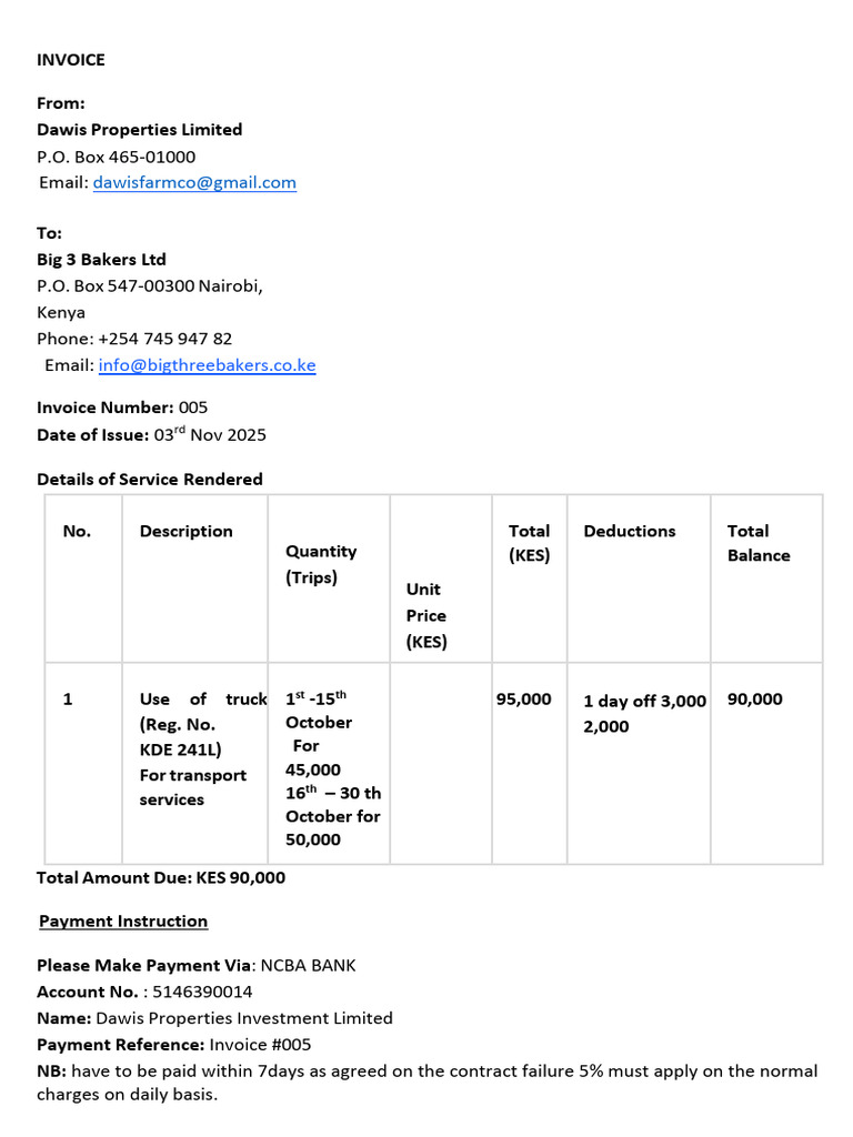Invoice Kde 241l Update # 005 | PDF